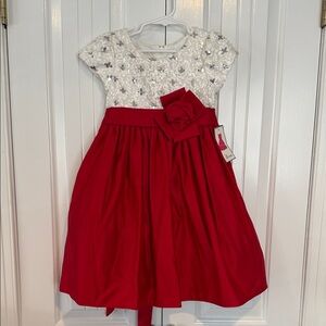 Luxurious Red & White Sequined Holiday Party Dress